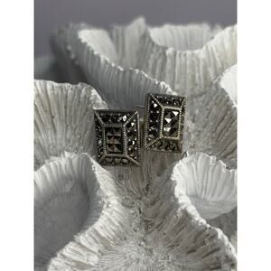 Vintage 925 Sterling Silver Marcasite Earrings